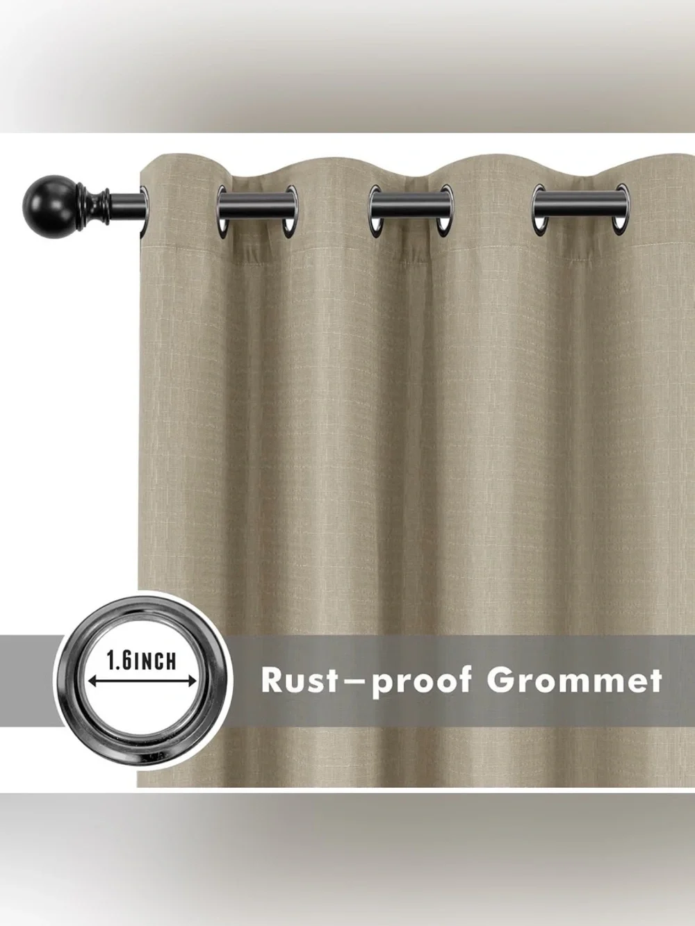 Outdoor Curtains waterproof weatherproof beige linen 54”x84” 4 panels grommets